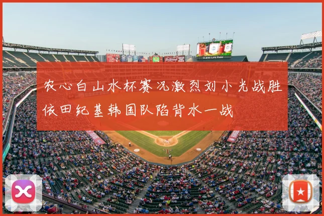 农心白山水杯赛况激烈刘小光战胜依田纪基韩国队陷背水一战